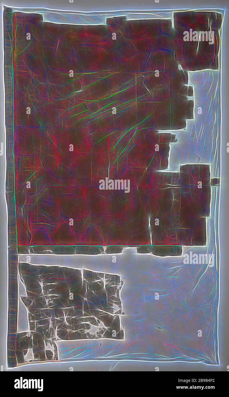 Fragment of a Flag, Large fragment of a flag. It is a standing rectangle  with six horizontal lines, the top two green, the bottom four red. The  pants are folded back to