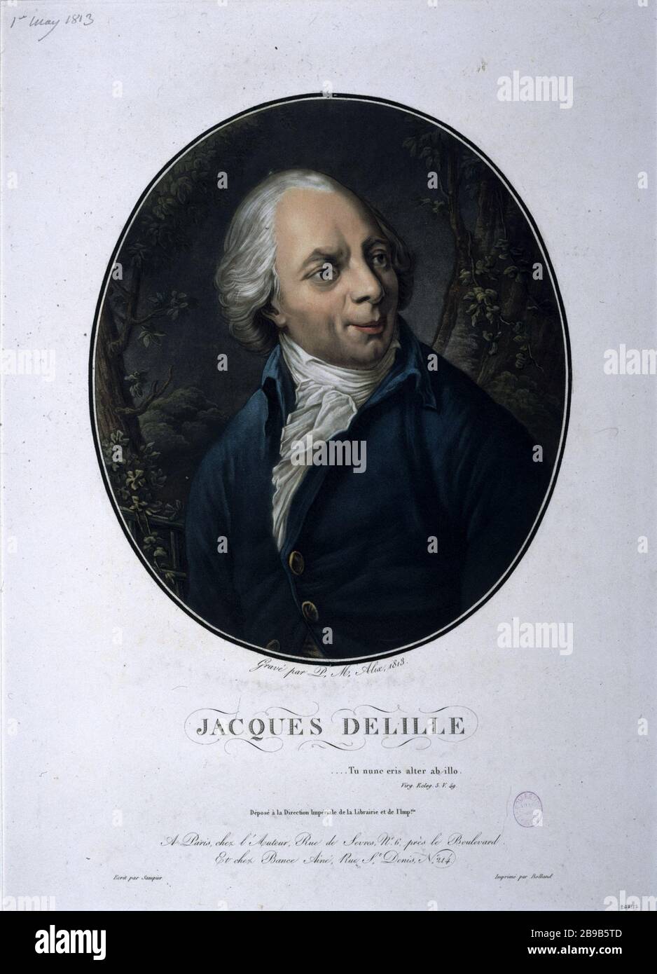 FATHER JACQUES DELILLE Pierre-Michel Alix (1762-1817). 'L'abbé Jacques Delille'. Gravure, 1813. Paris, musée Carnavalet. Stock Photo