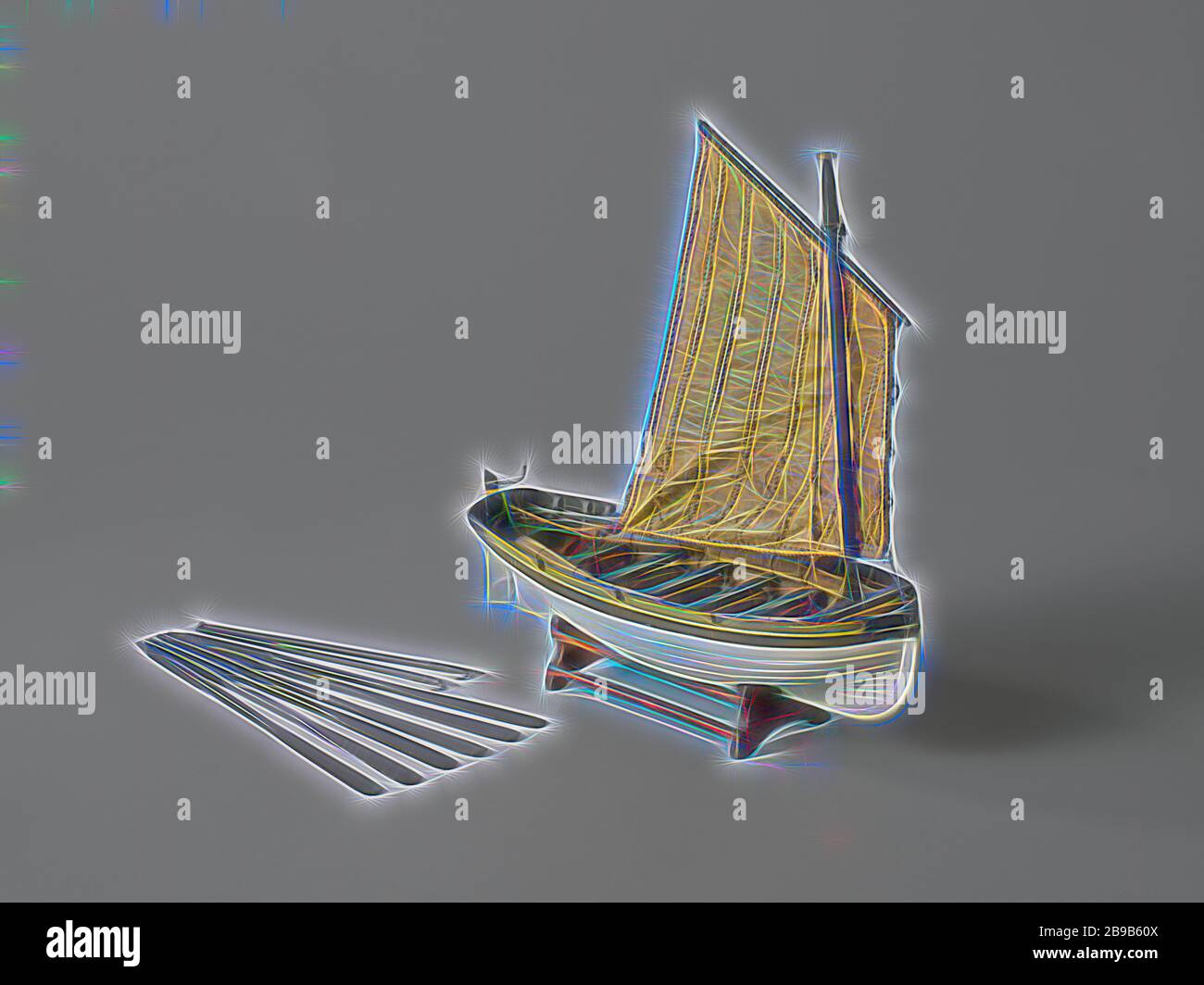 Model of a Lifeboat, Tested and polychromed model on a standard ...