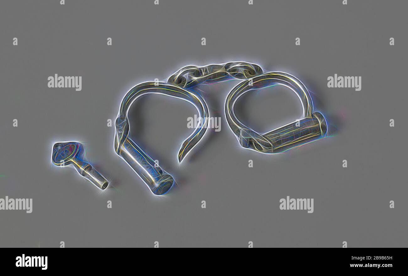 Pair of Handcuffs, A pair of iron handcuffs, with a few links together