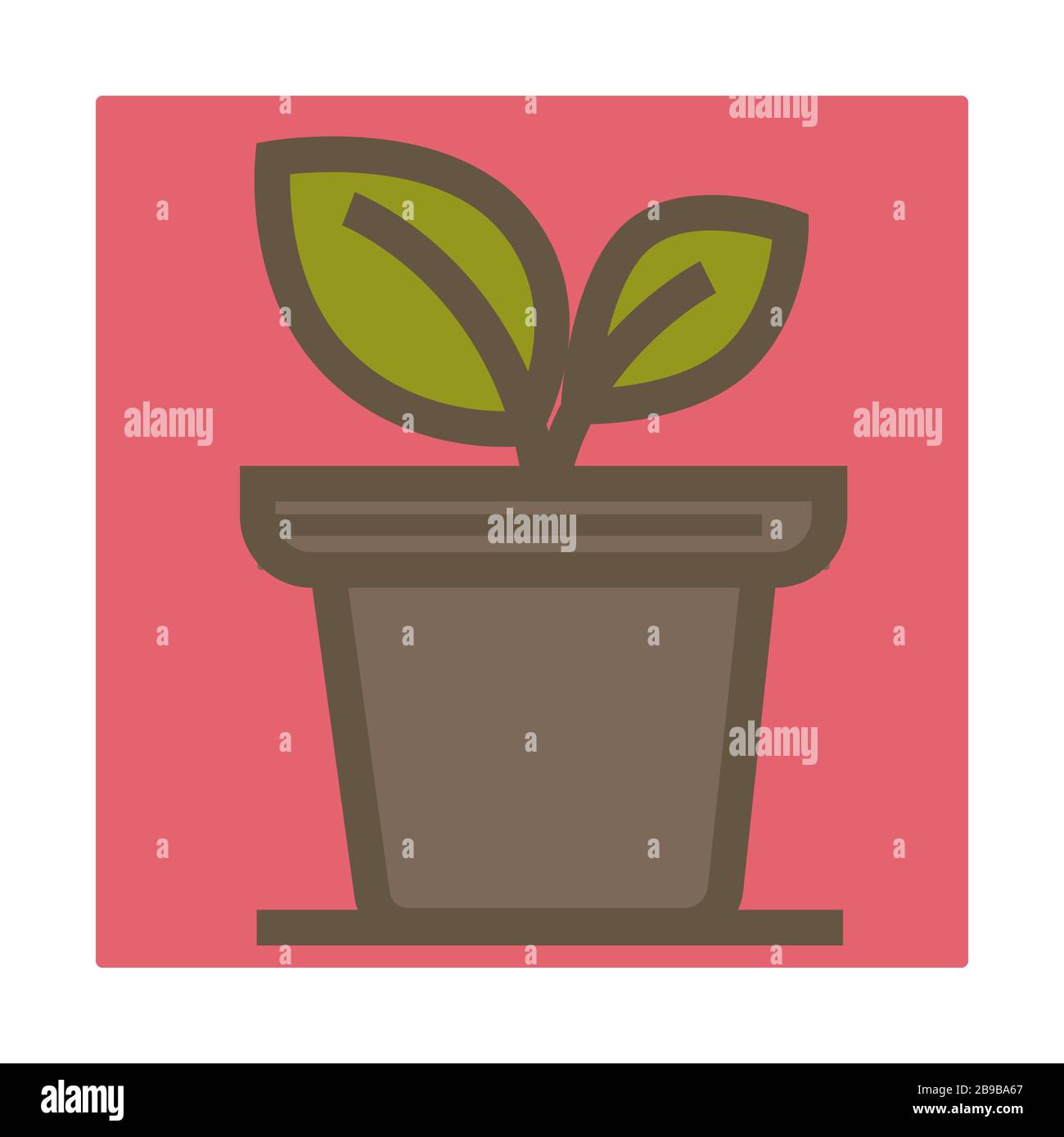 House plant in pot isolated icon, indoor flower Stock Vector