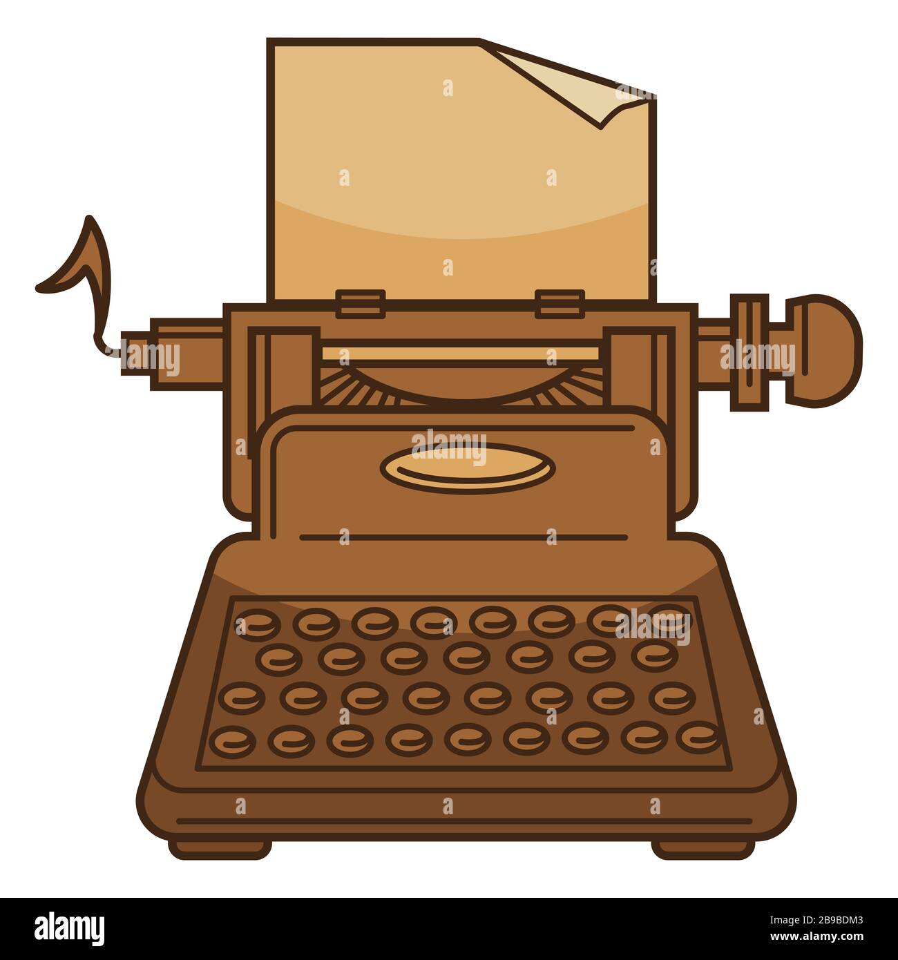 Typing machine and paper isolated icon, novel writing Stock Vector