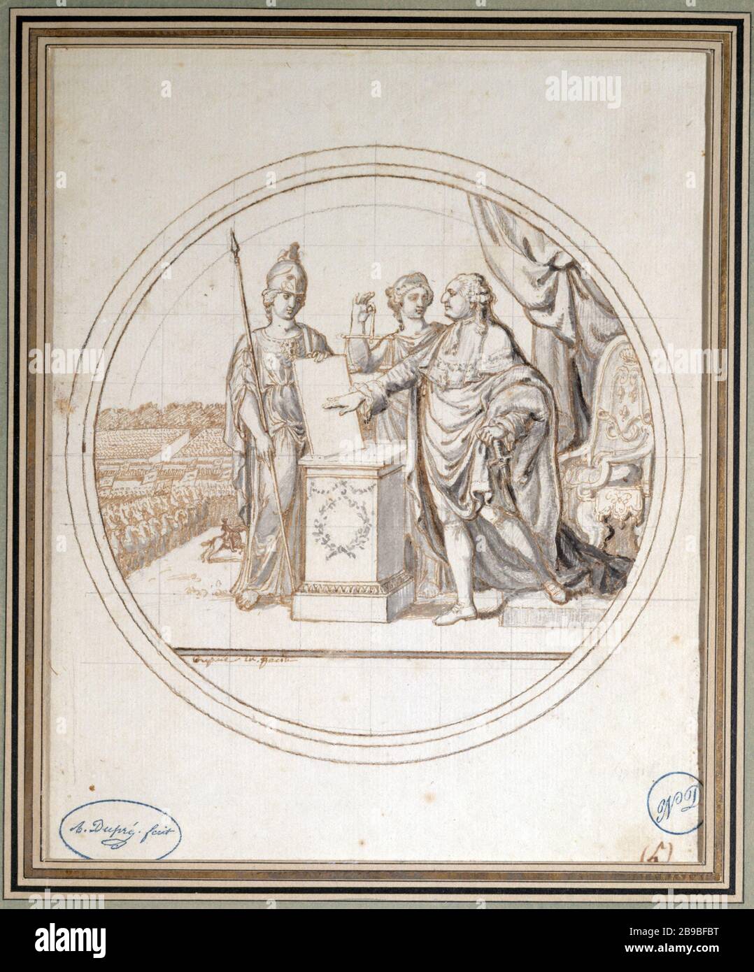 PROJECT FOR MEDAL TIN: OATH OF KING Augustin Dupré (1748-1833). 'Projet pour la médaille d'étain : serment du roi'. Paris, musée Carnavalet. Stock Photo