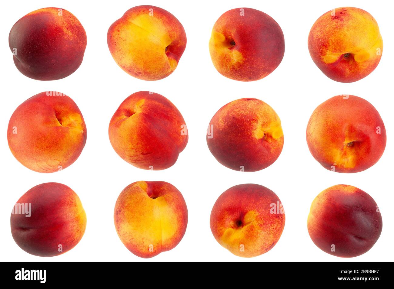 Ripe nectarine fruit set isolated on white Stock Photo