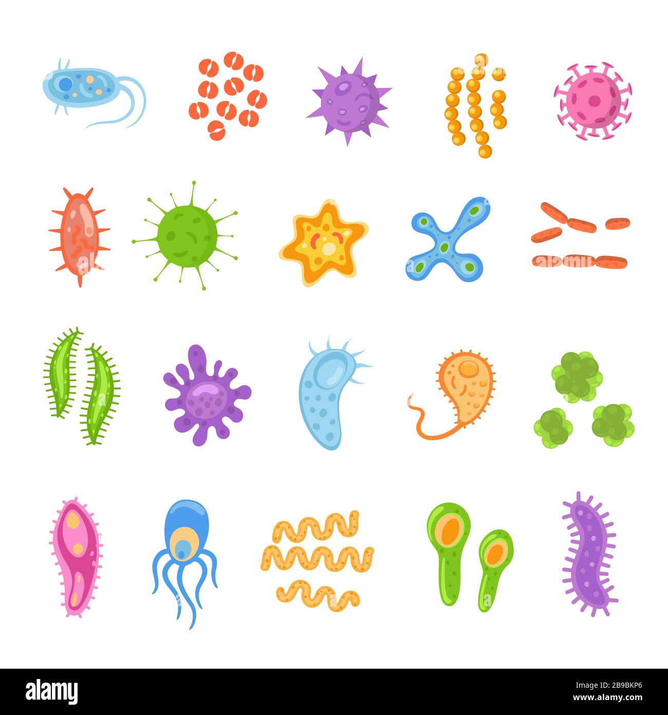 Bacteria and viruses collection in flat style, disease