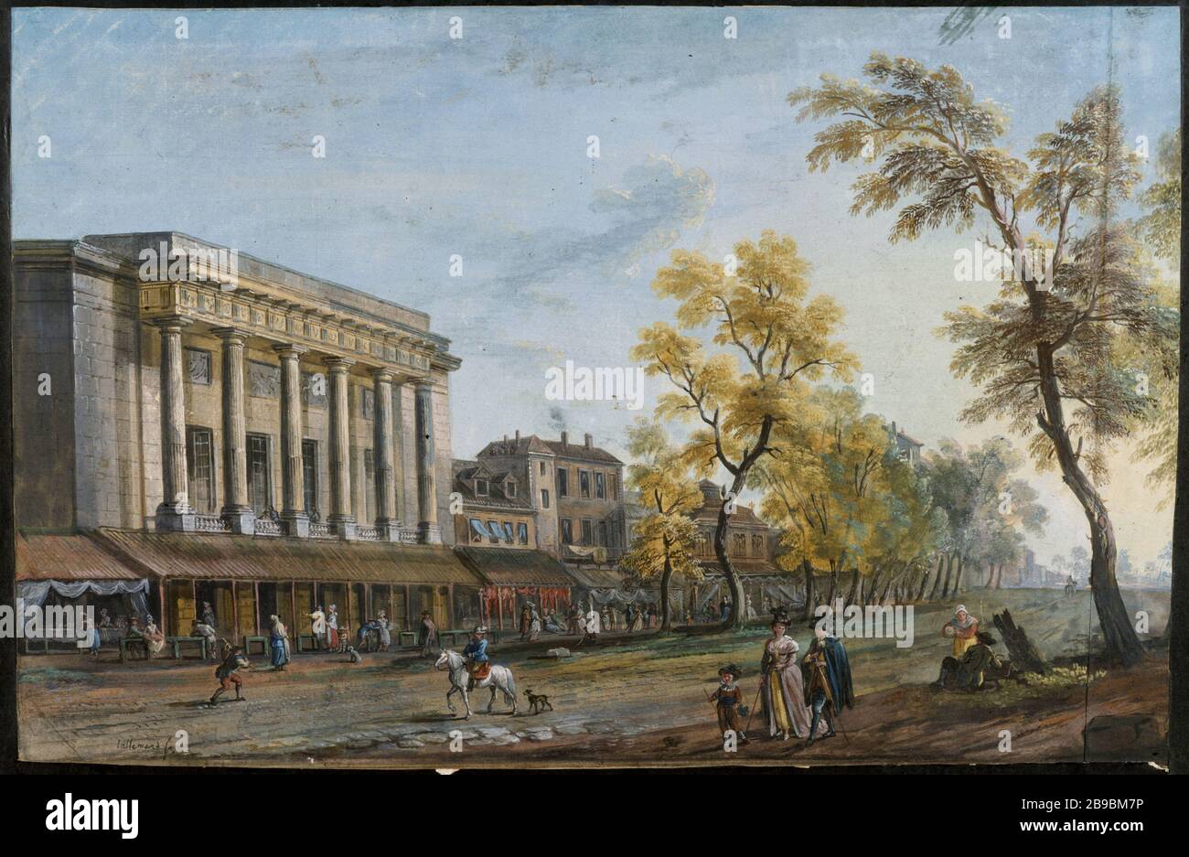 THEATER BOULEVARD DU TEMPLE Jean-Baptiste Lallemand (1710-1803). 'Théâtre Boulevard du Temple'. Dessin. Paris, musée Carnavalet. Stock Photo