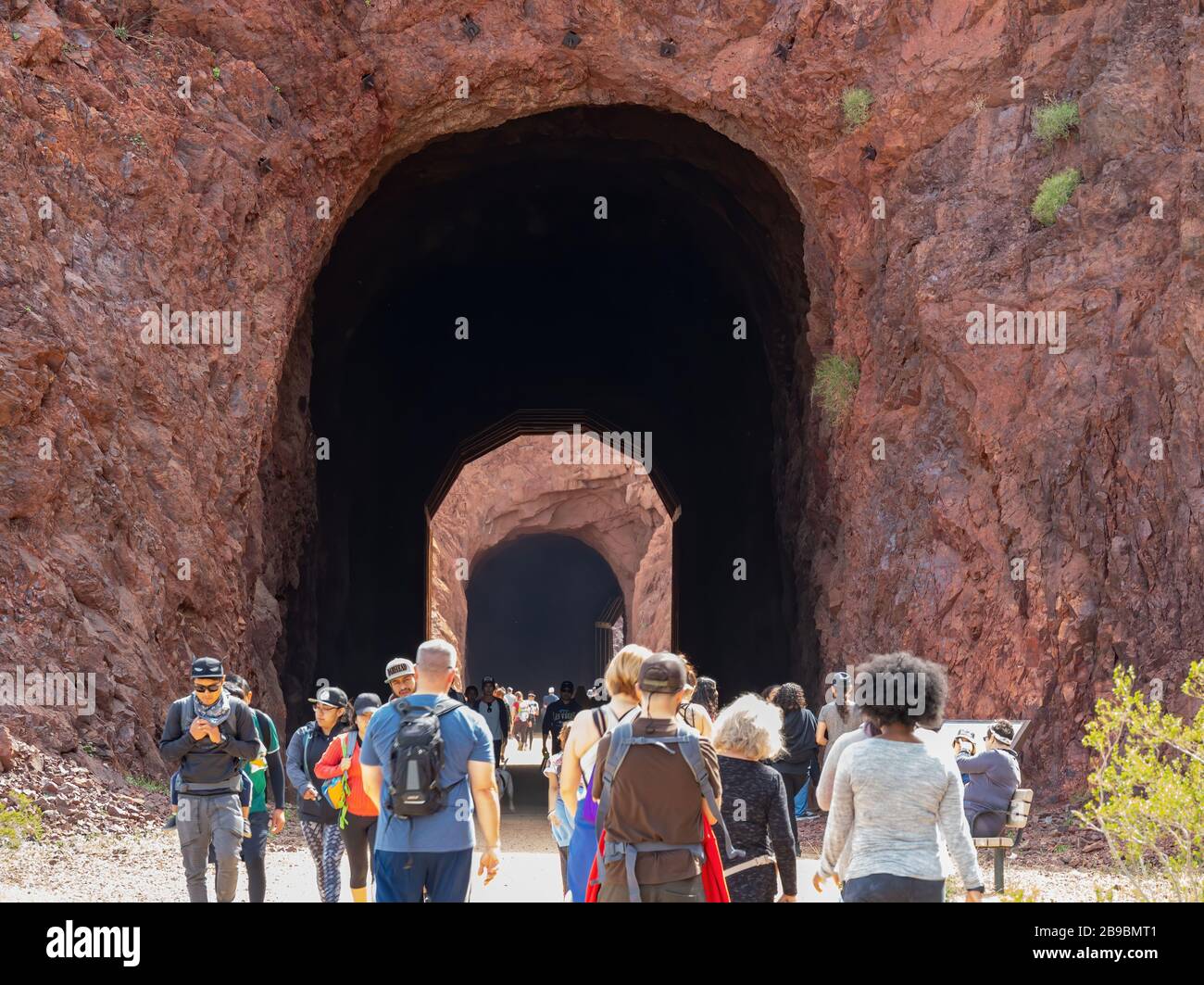 Las Vegas, MAR 22, 2020 People hiking around Historic Railroad Hiking