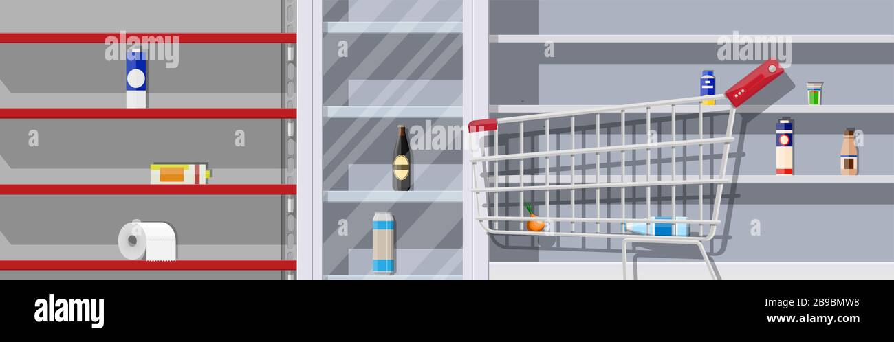 Interior of supermarket with empty shelves Stock Vector Image & Art - Alamy