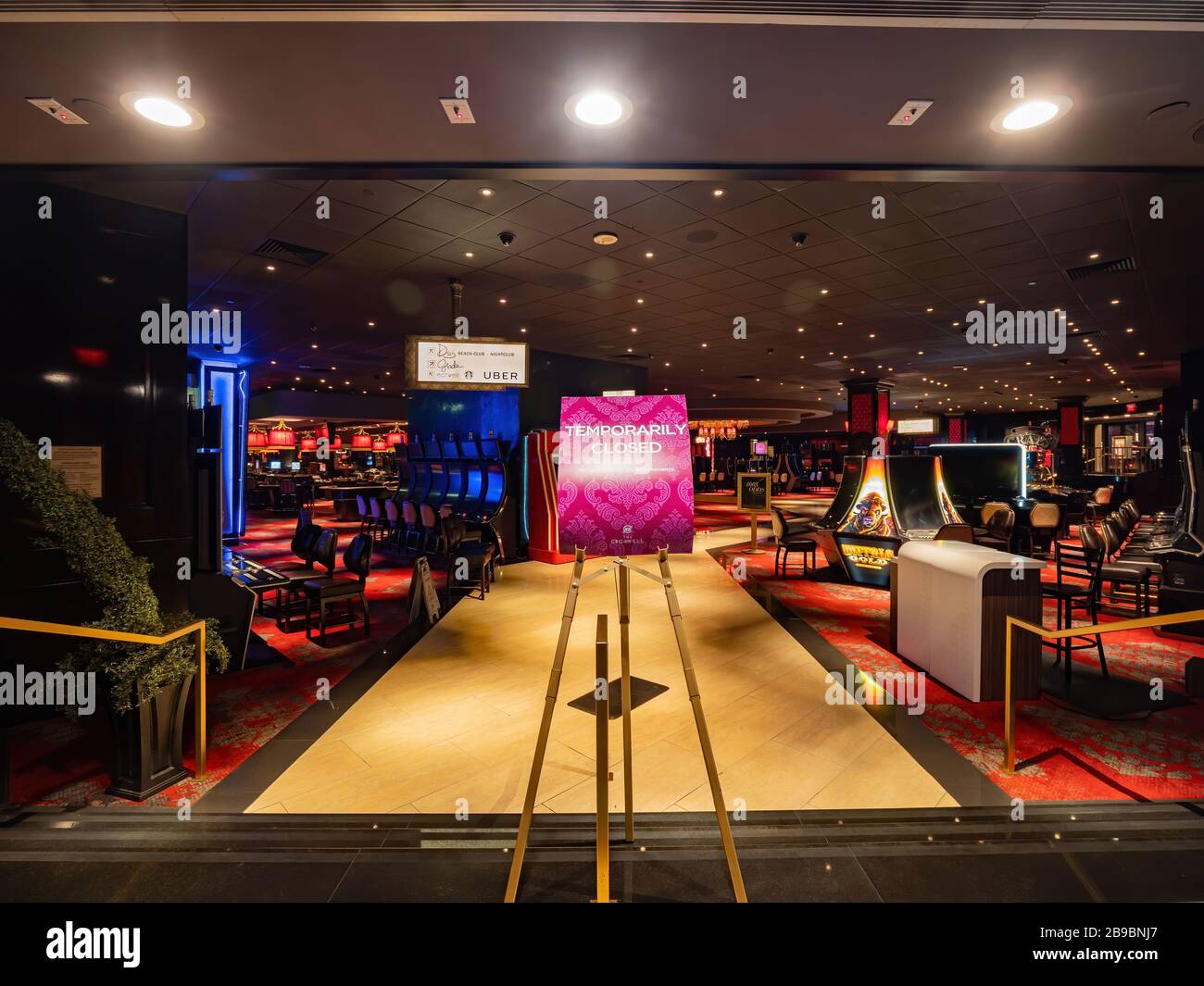 Las Vegas, MAR 23, 2020 - Interior view of the closed Cromwell Casino Stock Photo