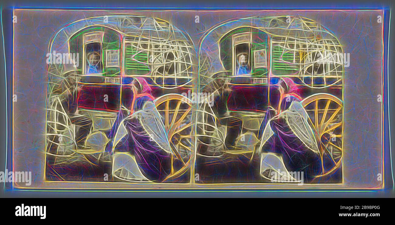 New Omnibus Regulation. 'Werry sorry', but yer l'av to leave yer Krinerline outside '(Vide Punch), Alfred Silvester, 1855 - 1865, Reimagined by Gibon, design of warm cheerful glowing of brightness and light rays radiance. Classic art reinvented with a modern twist. Photography inspired by futurism, embracing dynamic energy of modern technology, movement, speed and revolutionize culture. Stock Photo