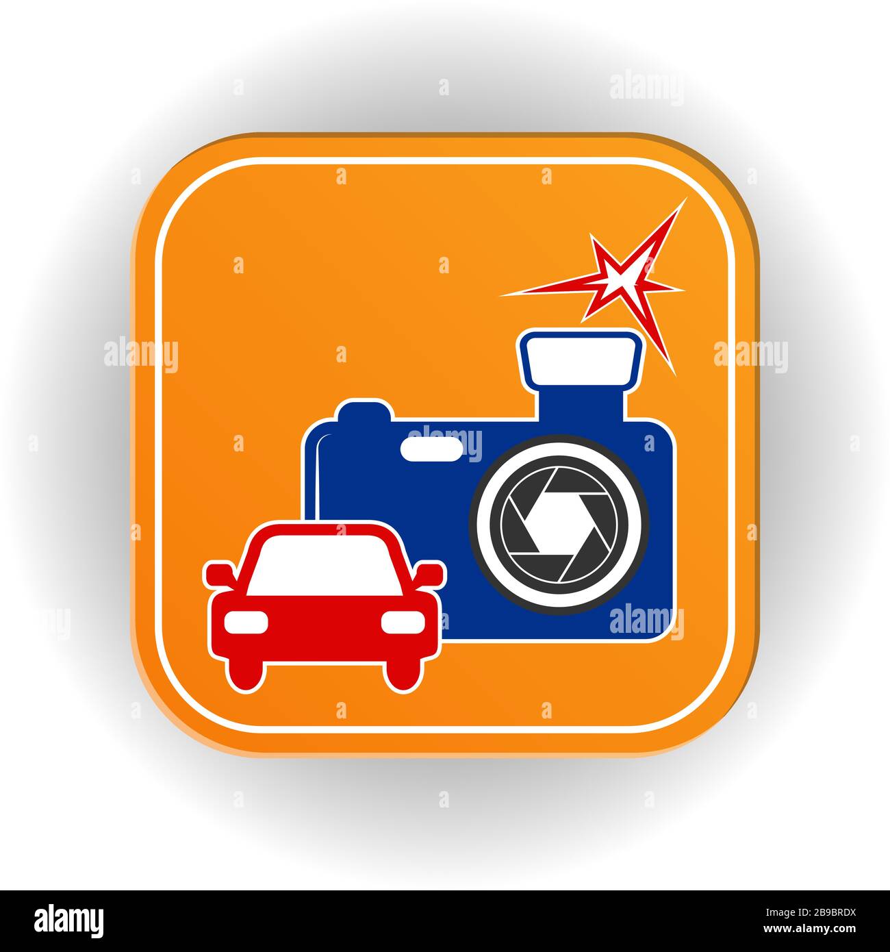 Vector icon, camera with flash to control the movement of cars. Stock