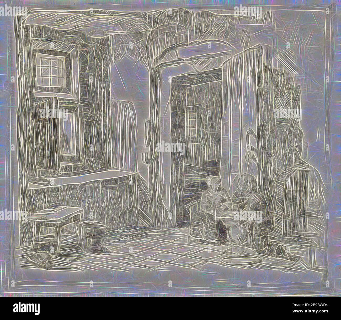 Interior With An Open Door Interior Of A Room With An Open Door With A Key In It A Man And A Woman With A Dog Are Sitting At The Door On