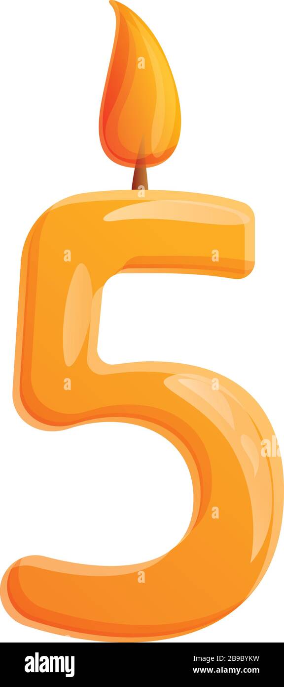 Five number candle icon. Cartoon of five number candle vector icon for ...