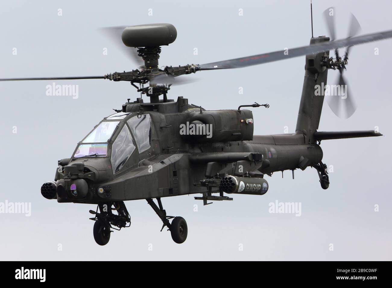 AH-64D Apache Longbow attack helicopter of the Royal Air Force. Stock Photo