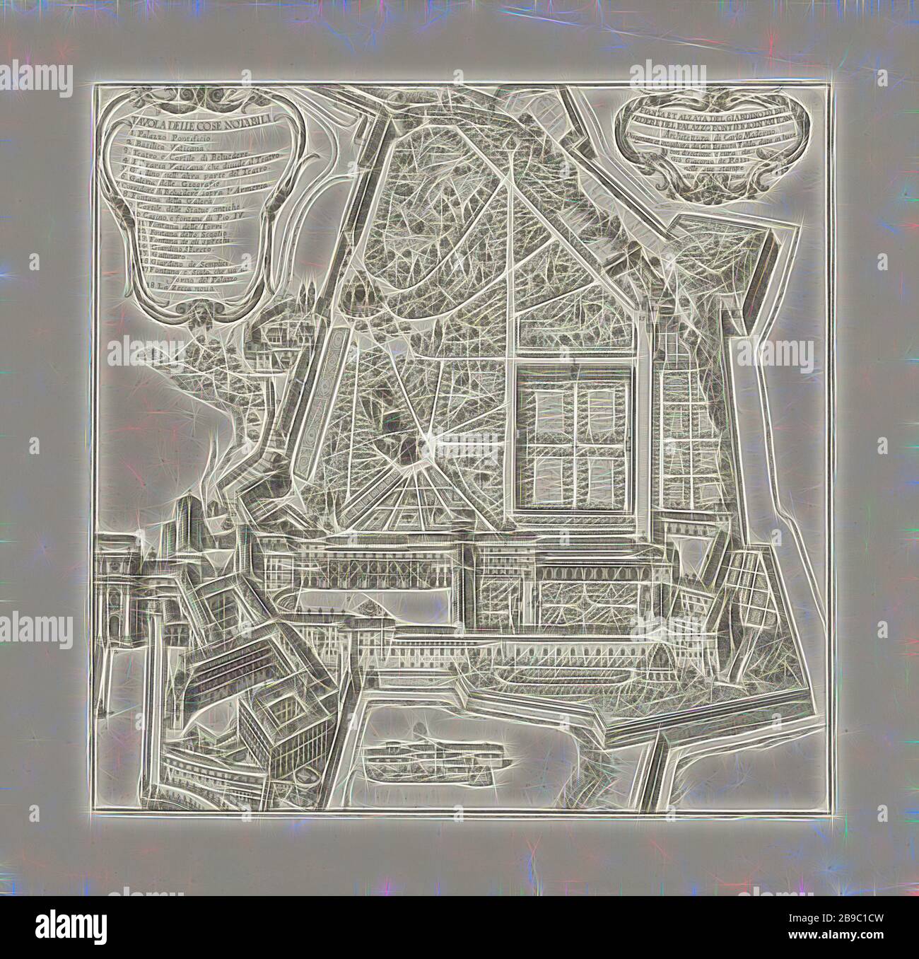 Map of Rome; Pianta di Roma Come Si Trova Al Presente Colle Alzate Delle  Fabriche Piu Nobili Cosi Antiche Come Modern. Rome with main buildings in  rebellion. Ten buildings worked out in