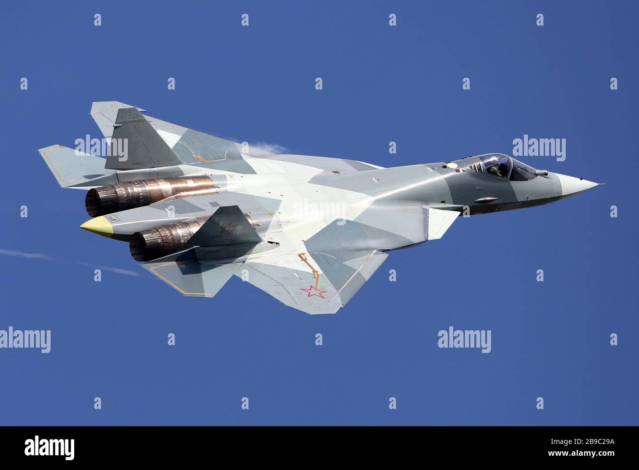 Sukhoi T-50 (Su-57) PAK-FA fifth generation Russian jet fighter Stock Photo  - Alamy