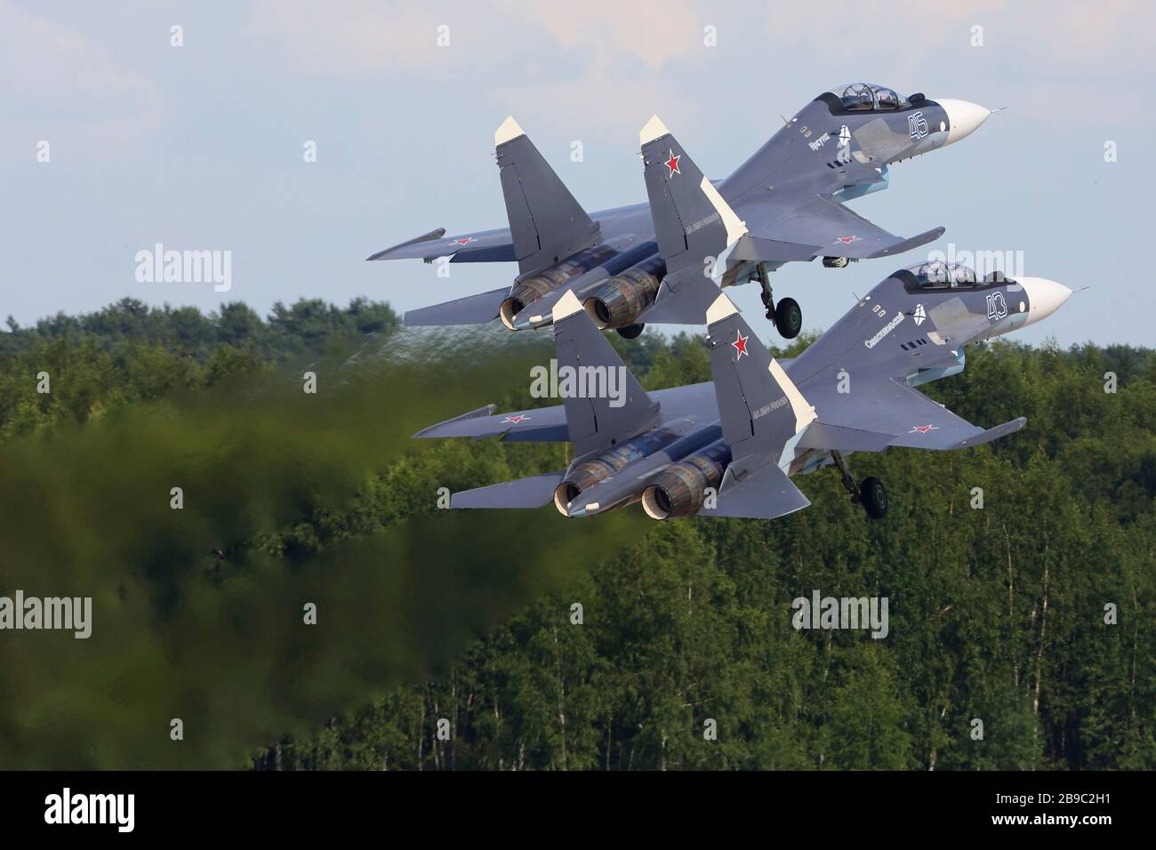 Sukhoi Su-30SM jet fighters of the Russian Navy. Stock Photo