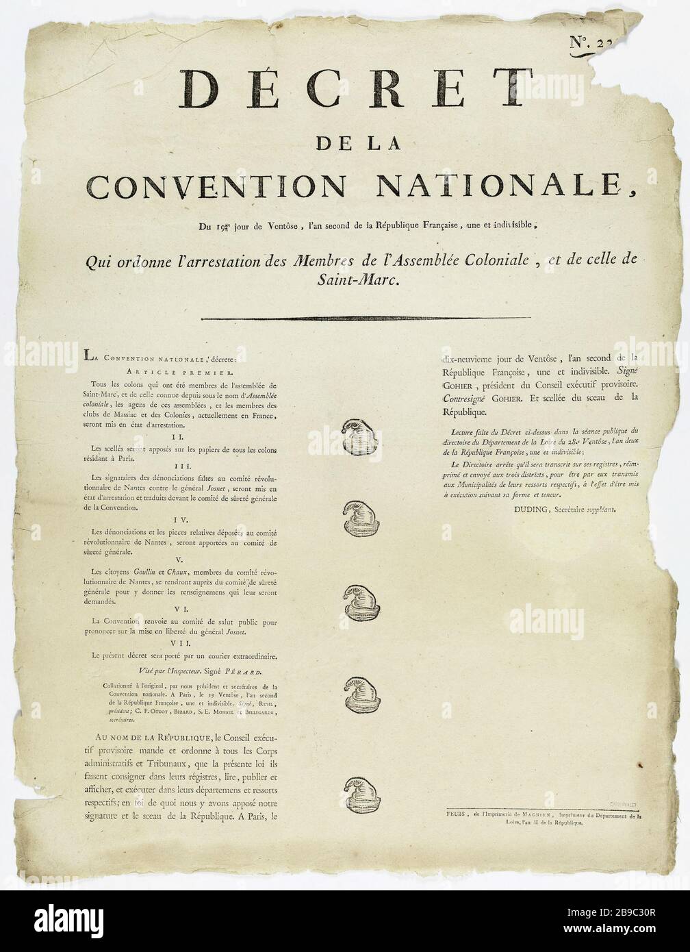 Décret 1794 Convention Nationale: relatif Militaires entré dans Hôpitaux Décret 1794 Convention Nationale: relatif Militaires entré dans Hôpitaux
