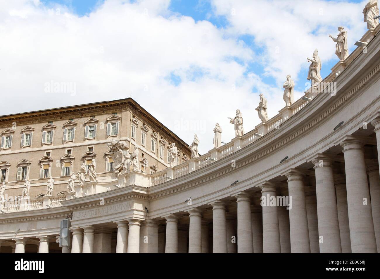 A group of Saint Statues on the colonnades of St Peter's Square with ...