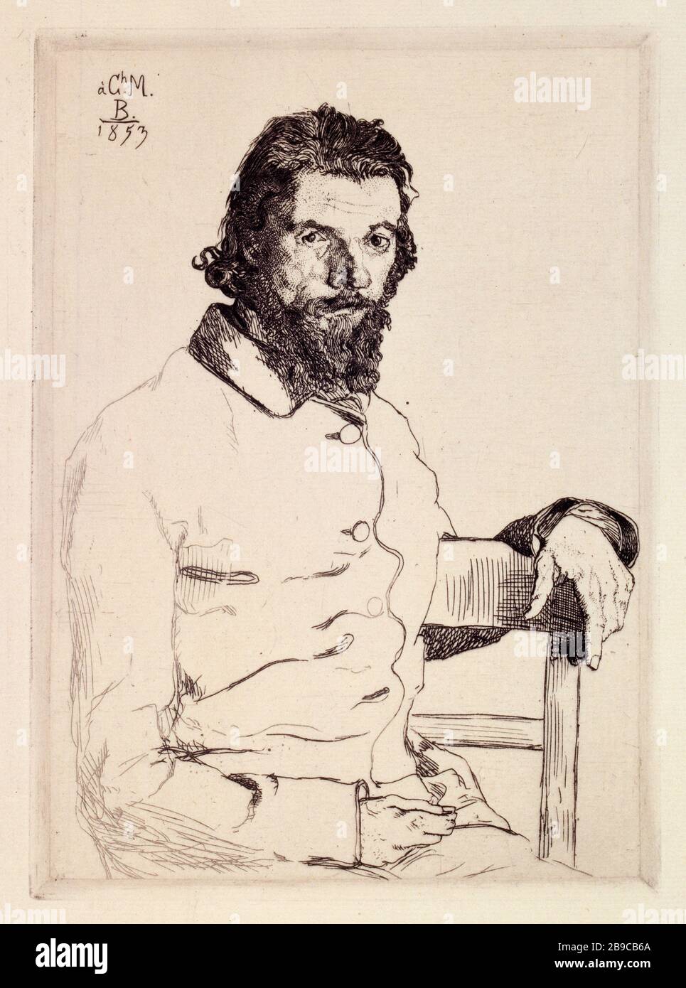 PORTRAIT Charles Méryon Félix Bracquemond (1833-1914). 'Portrait de Charles Meryon'. Gravure. Paris, musée Carnavalet. Stock Photo