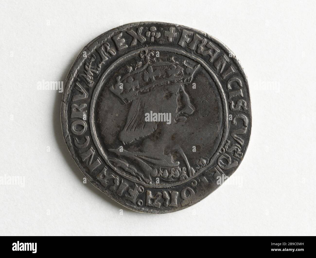 Teston silver Francis I, 1515-1547 Anonyme. Teston en argent de François Ier (1494-1547).  Argent. 1515-1547. Paris, musée Carnavalet. Stock Photo