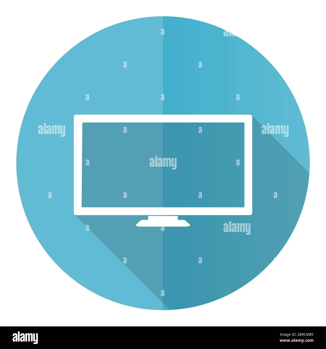 Screen, tv blue round flat design vector icon isolated on white ...