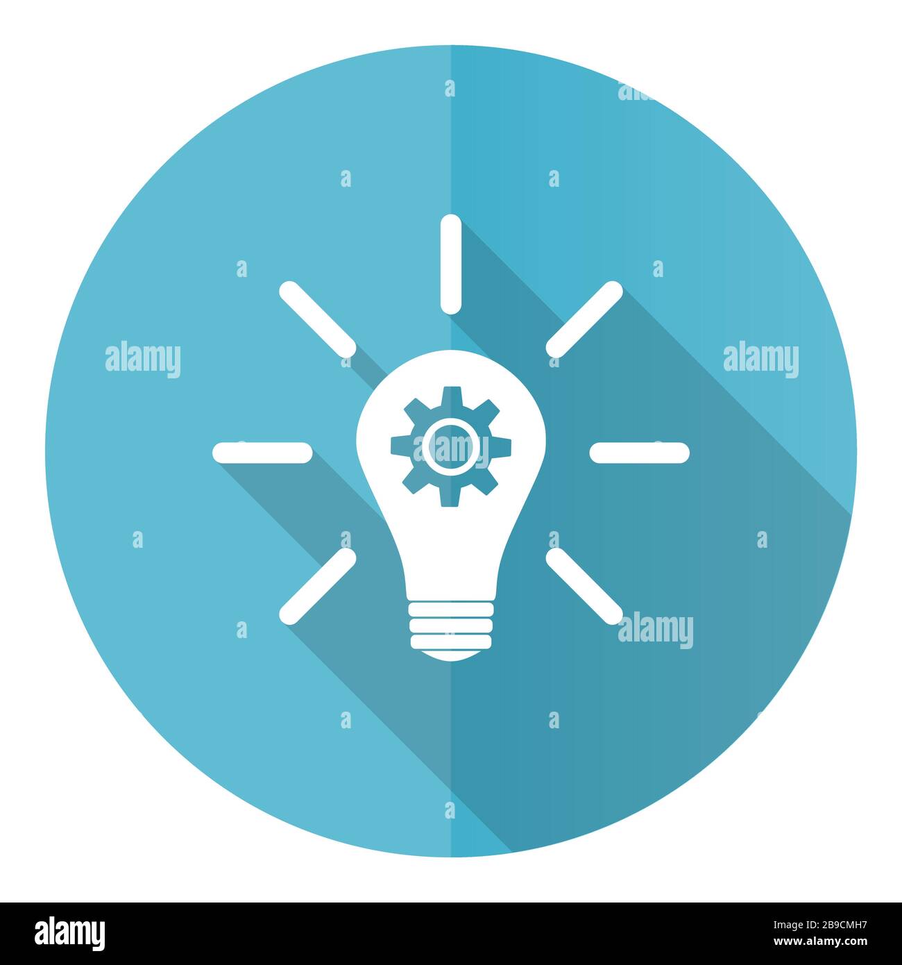 Idea blue round flat design vector icon isolated on white background ...