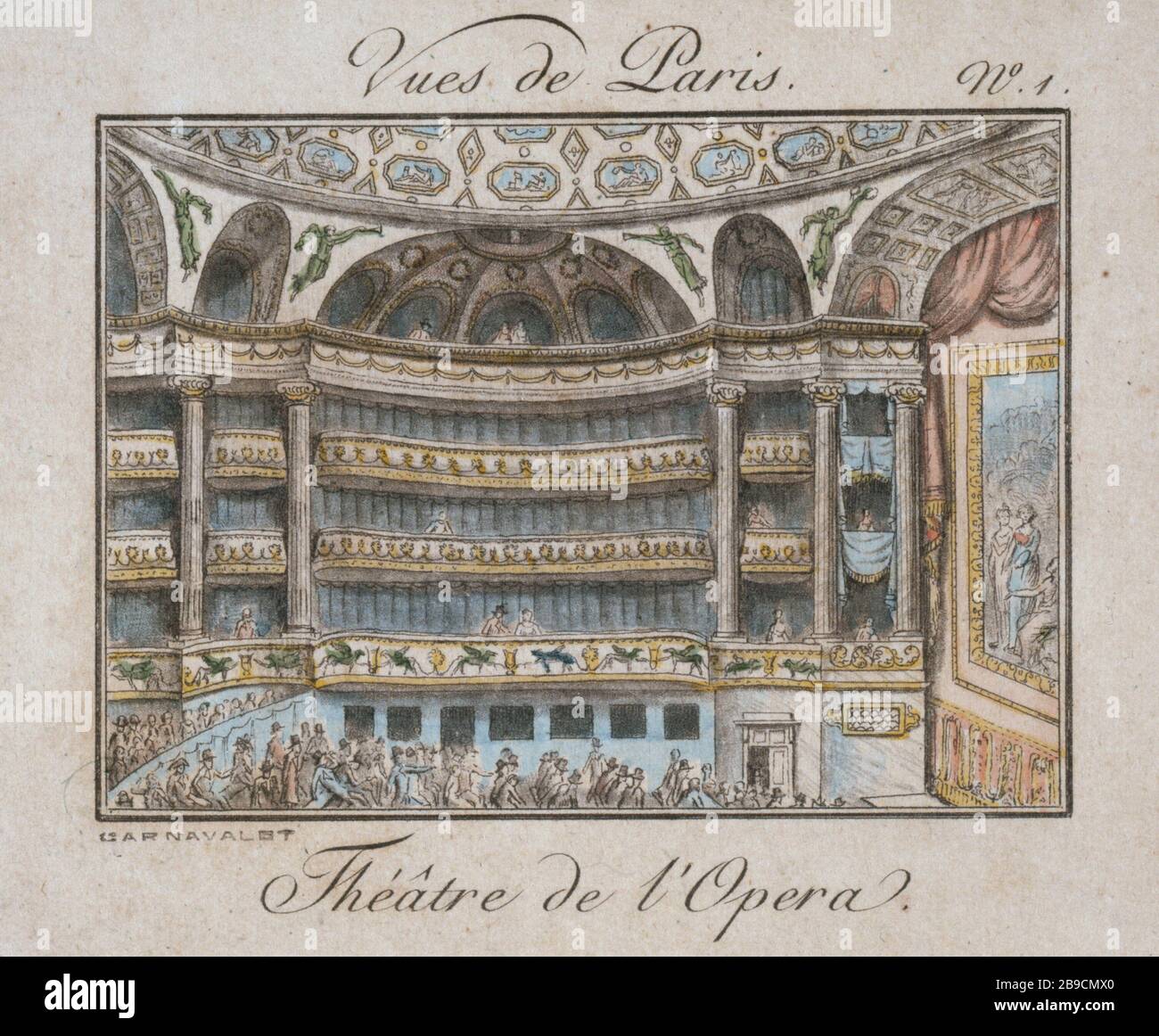 VIEWS OF PARIS, NUMBER 1 - THEATER OF OPERA Dorgès. "Vues de Paris, numéro 1 - Théâtre de l'Opéra". Gravure. Paris, musée Carnavalet. Stock Photo