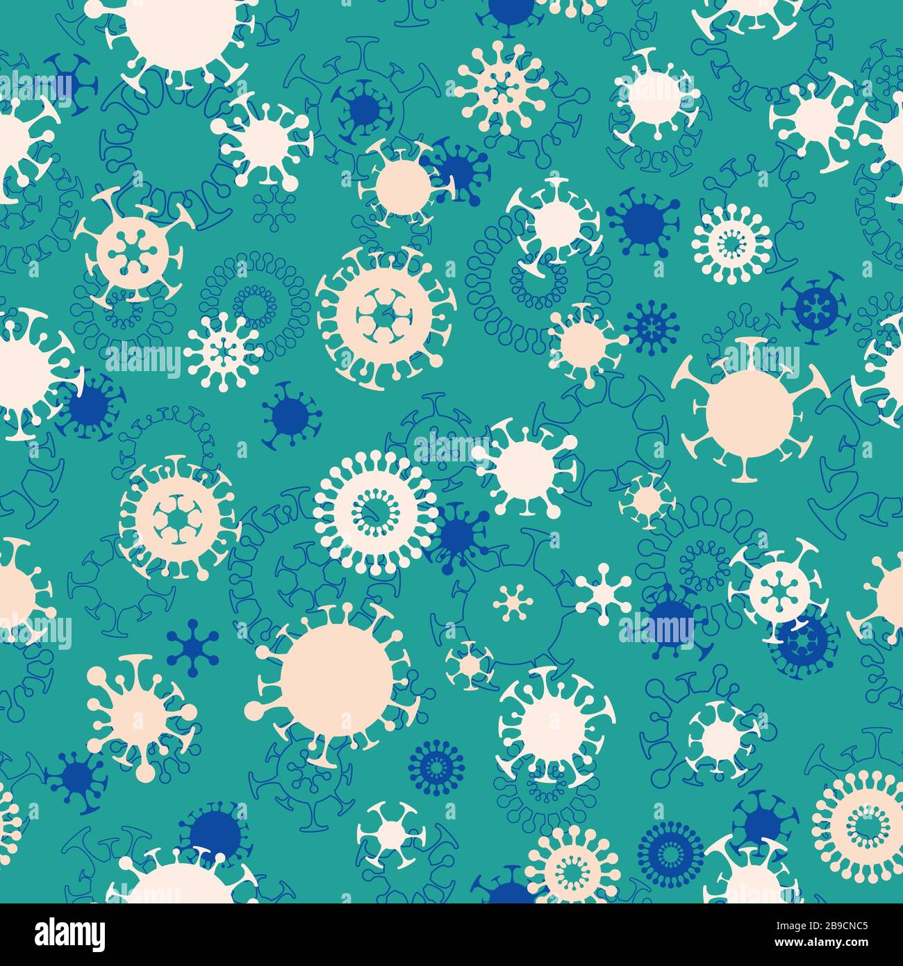 Corona Virus Symbol Green and Blue Vector Pattern Stock Vector