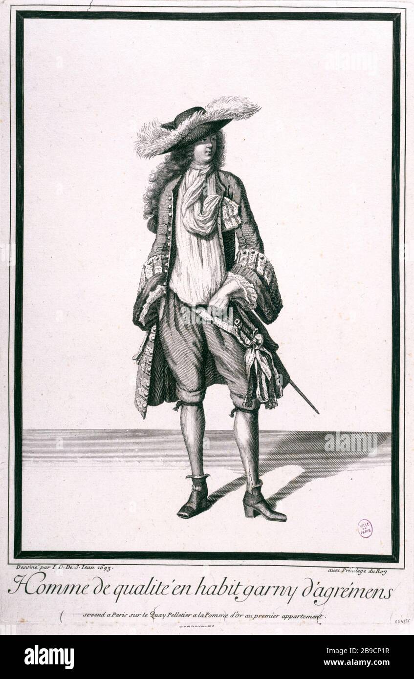 HUMAN QUALITY IN SUIT TOPPED WITH APPROVALS Saint Jean. Homme de qualite en habit garni d agrements Eau forte. Paris musee Carnavalet Stock Photo Alamy