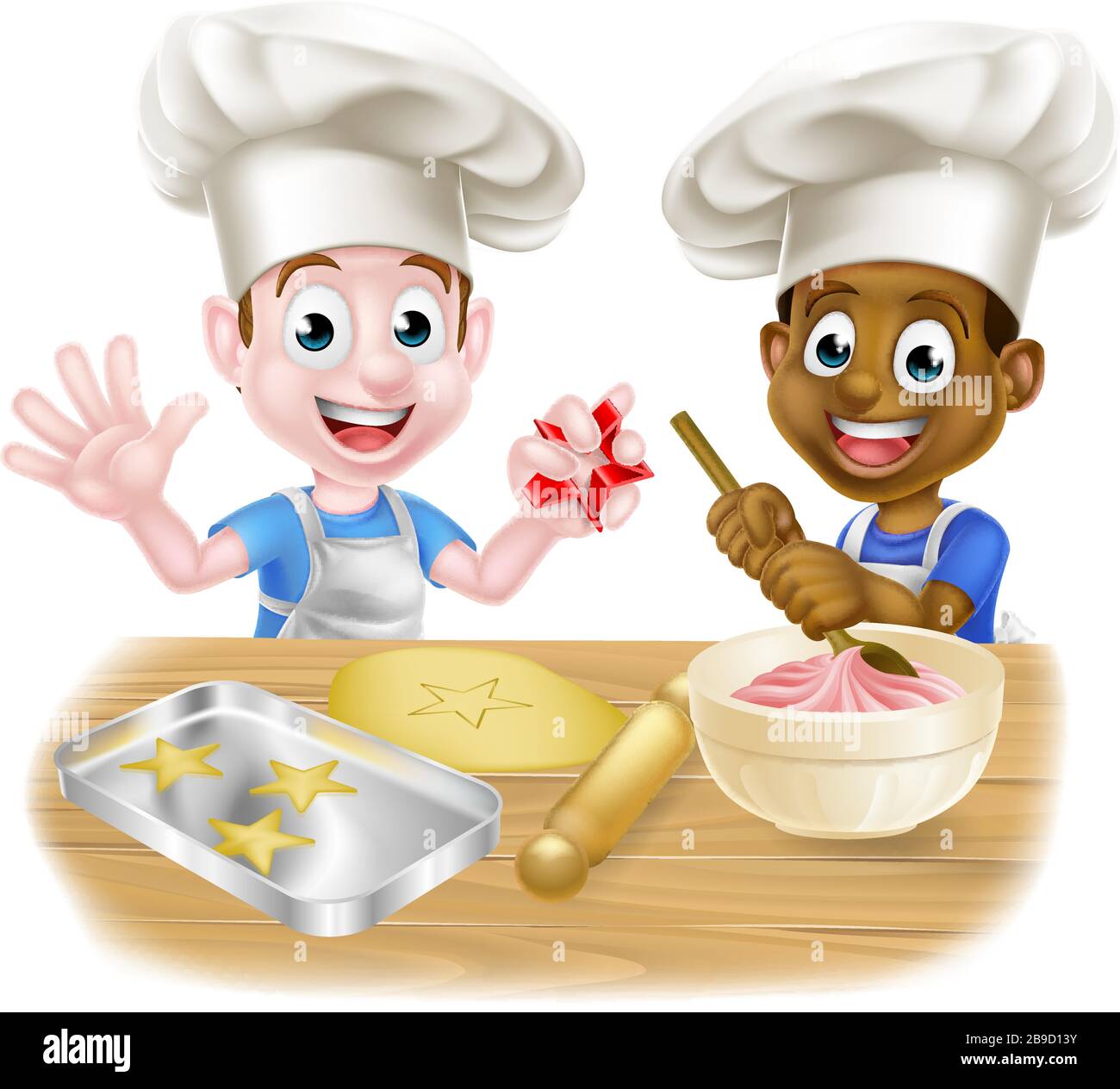 Cartoon Boys Baking Cakes Stock Vector Image & Art Alamy