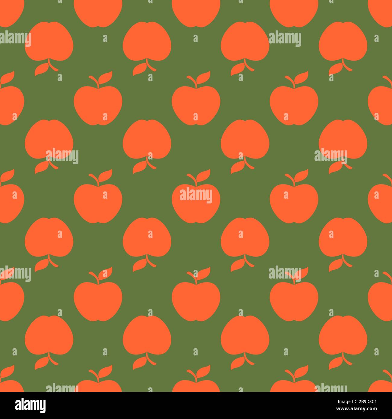 Apple green orange seamless pattern background Stock Vector