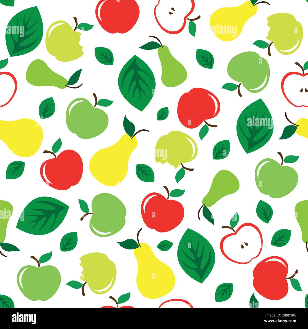Apple and pear seamless pattern white background Stock Vector Image ...