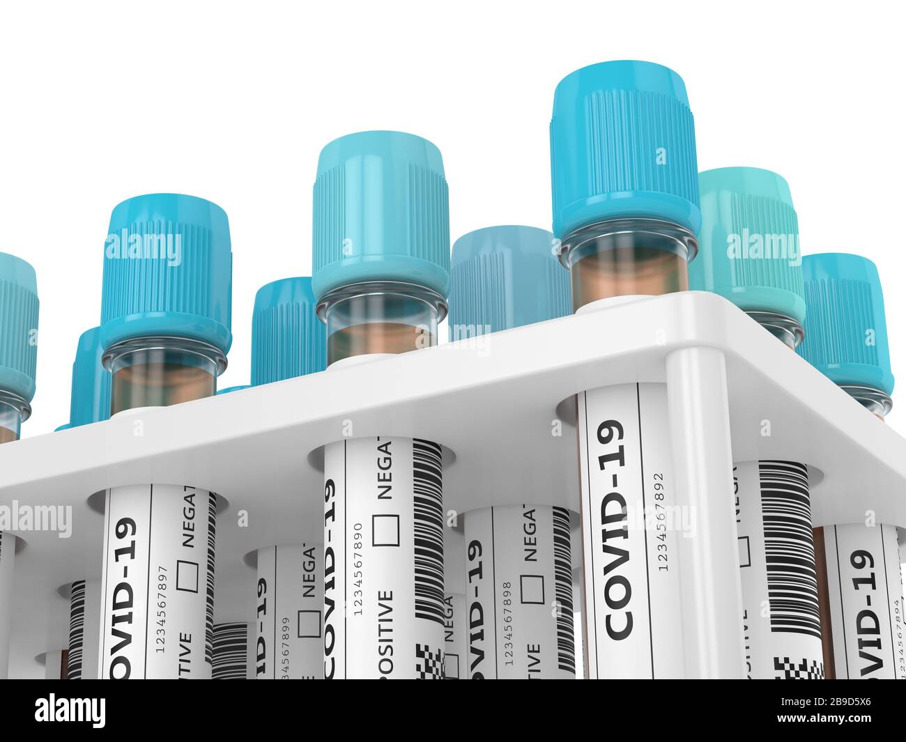 Swab Rack Images 3d render of covid-19 nasal swab laboratory tests in rack Stock Photo ...