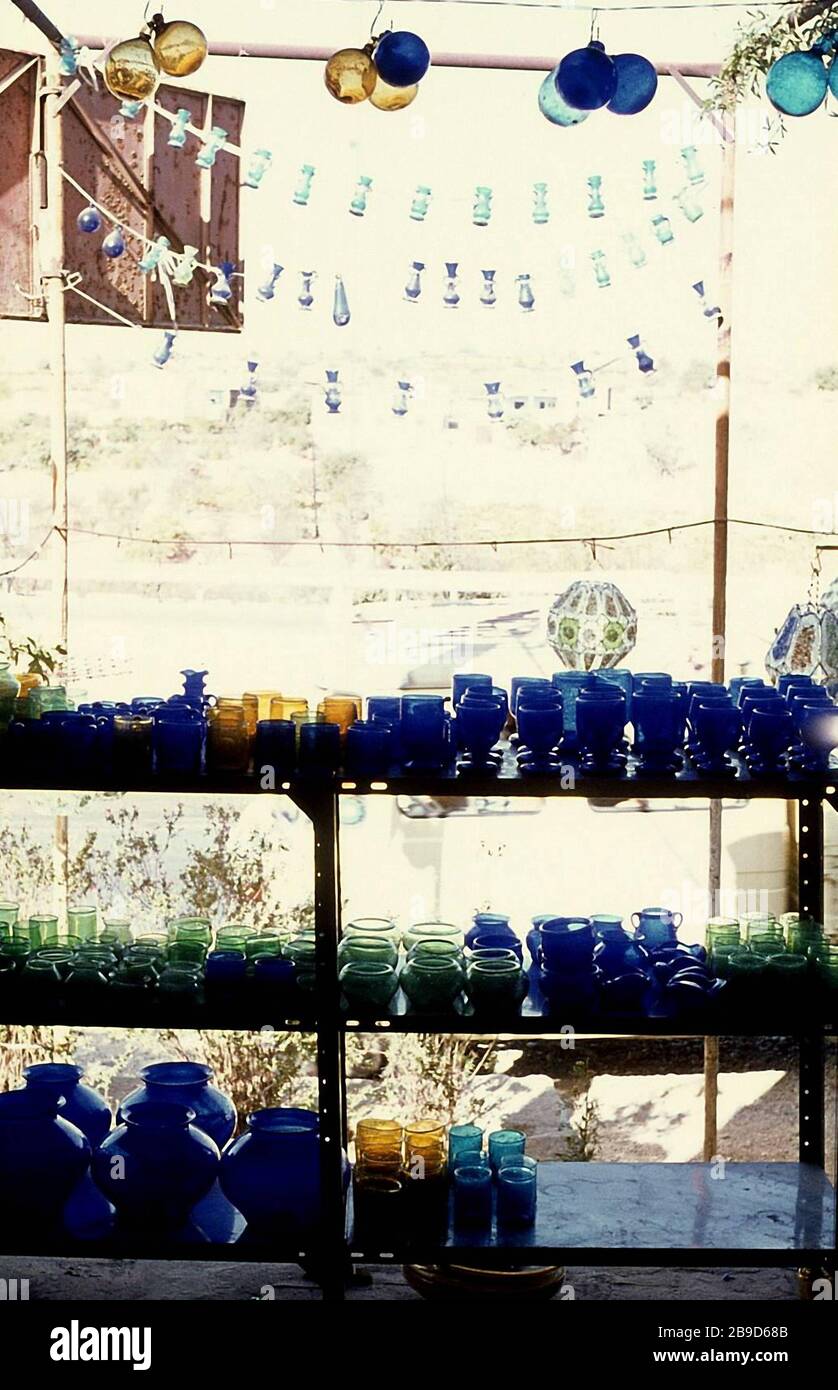 A souvenir shop in Israel. Glass products are offered. [automated