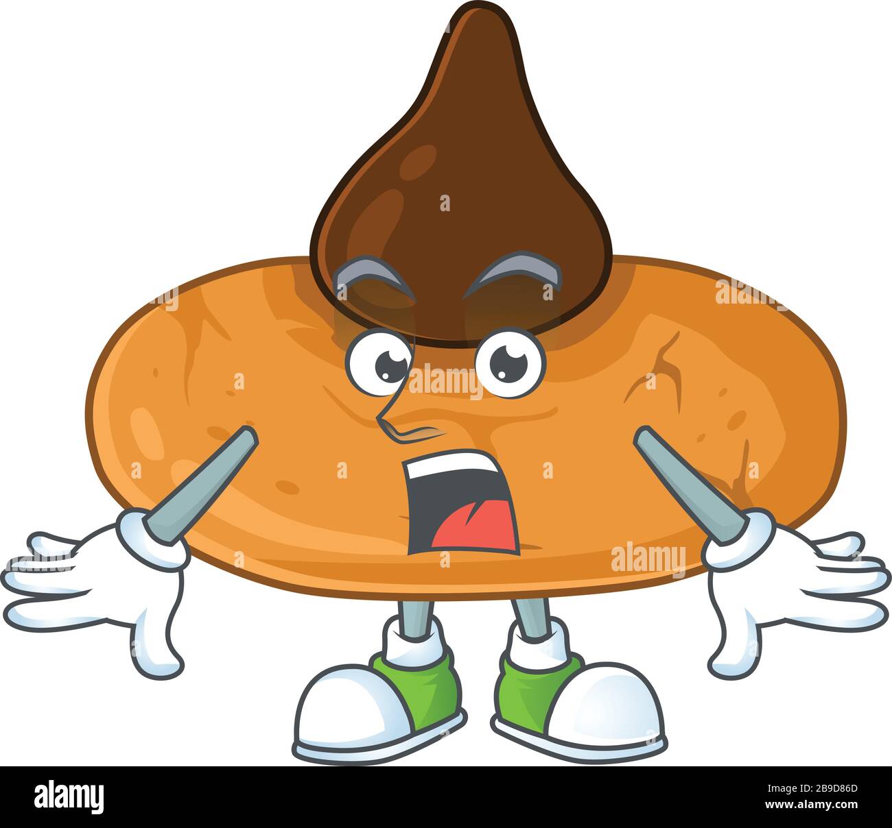 A mascot design of kiss cookies making a surprised gesture Stock Vector