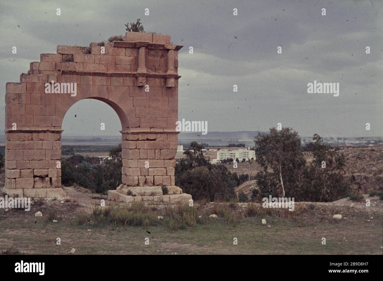Ruins of the triumphal arch of the Roman city of Cilium in today's Kasserine. [automated translation] Stock Photo