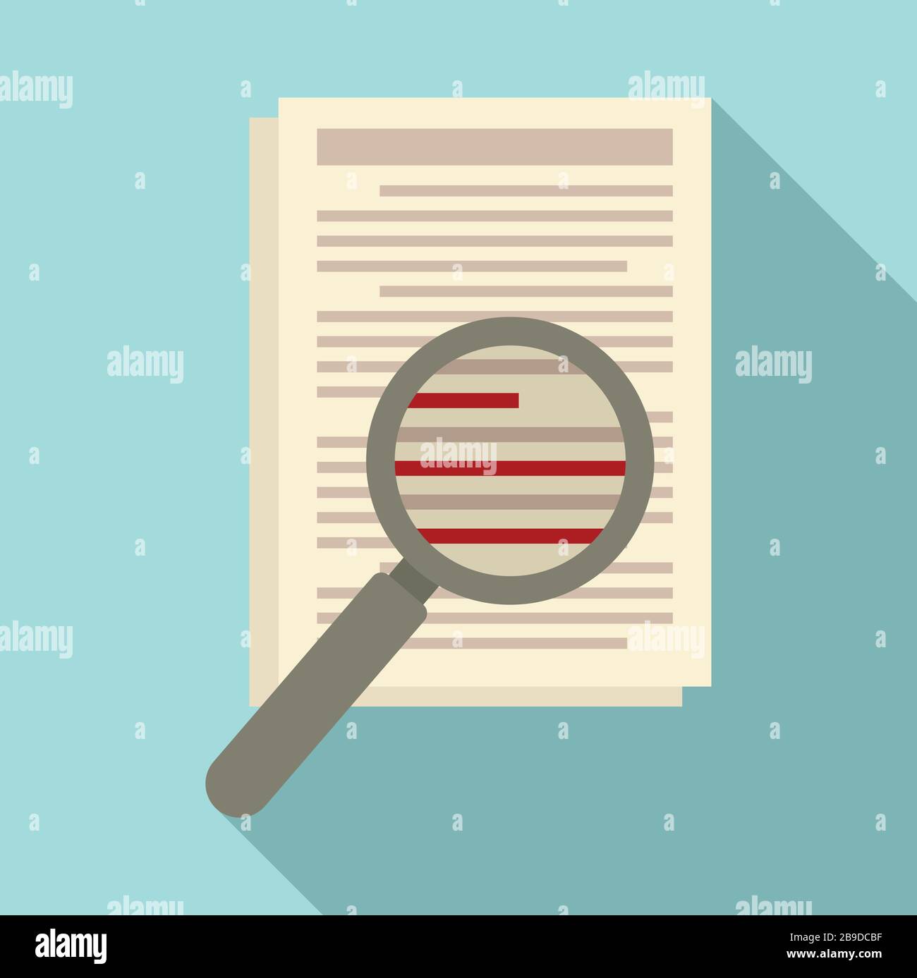 Magnifier text edit icon. Flat illustration of magnifier text edit
