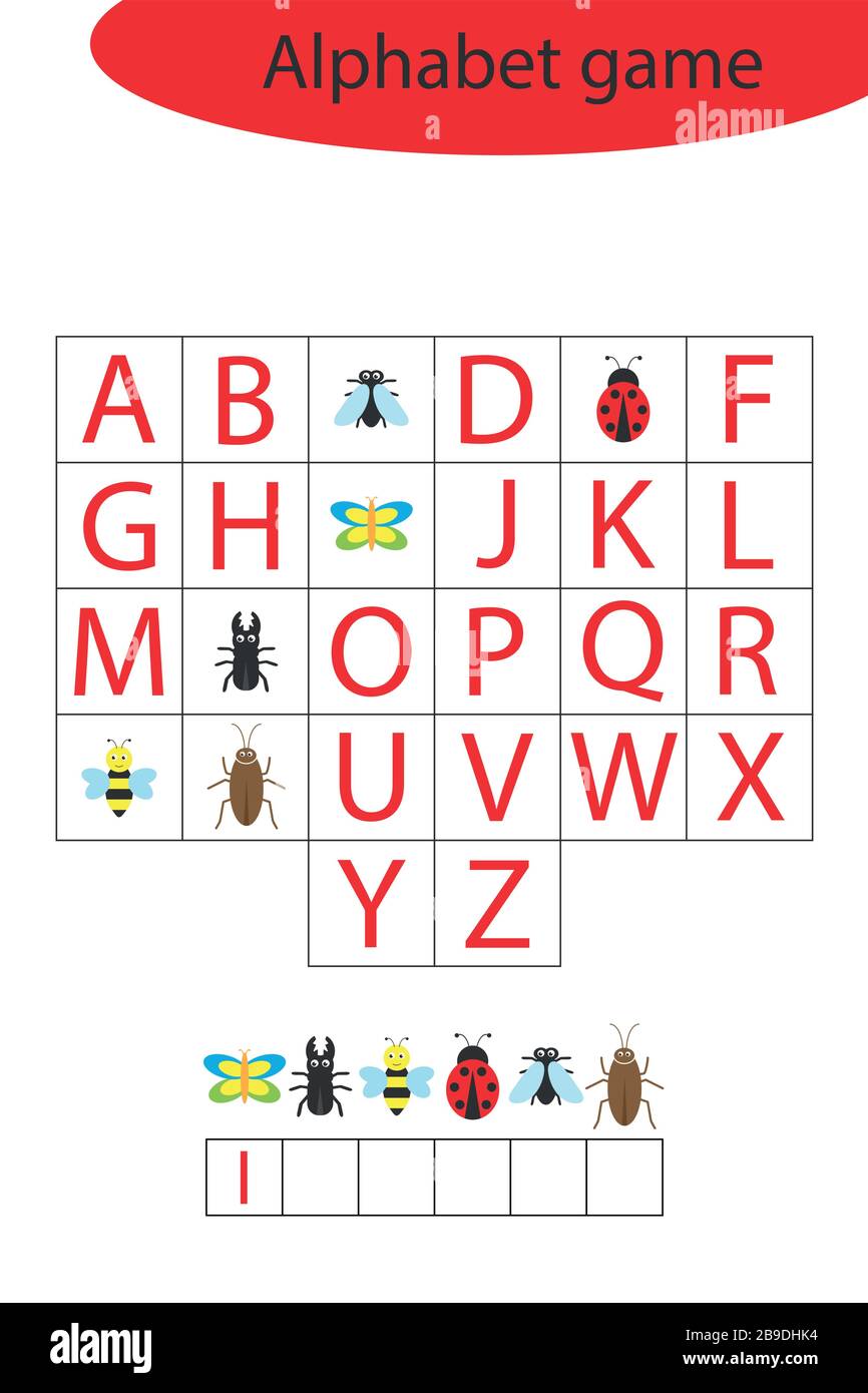 Spell Insects Insect alphabet game for children, make a word, preschool worksheet ...