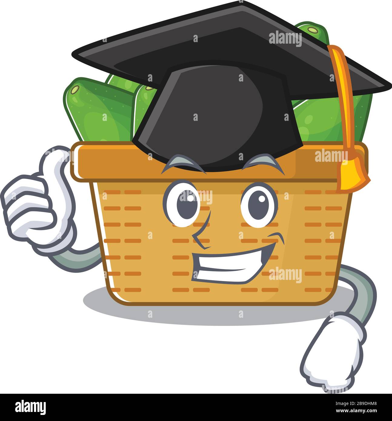 A picture of avocado fruit basket with black hat for graduation