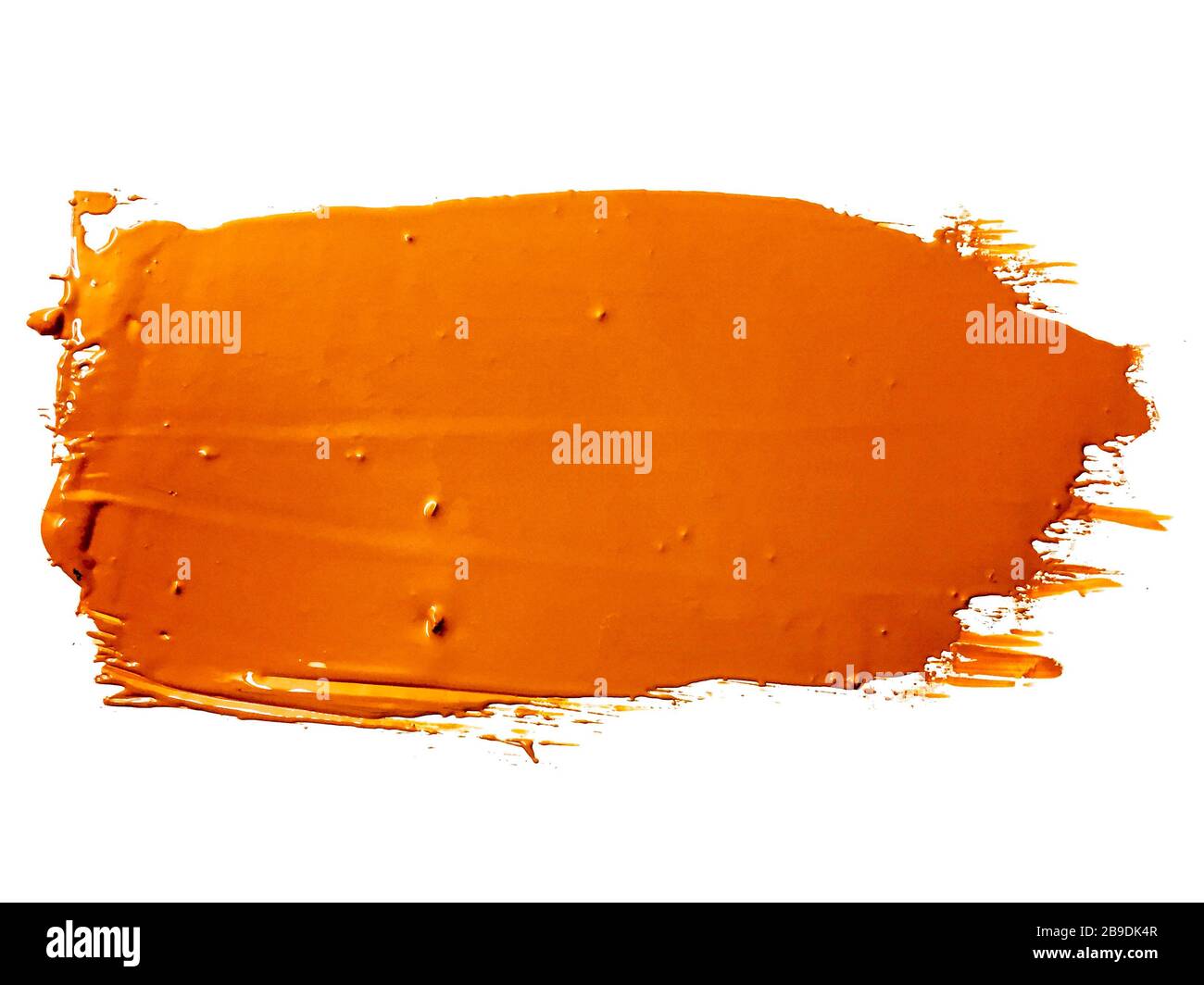 orange oil paint brush stroke on white background with thick ink