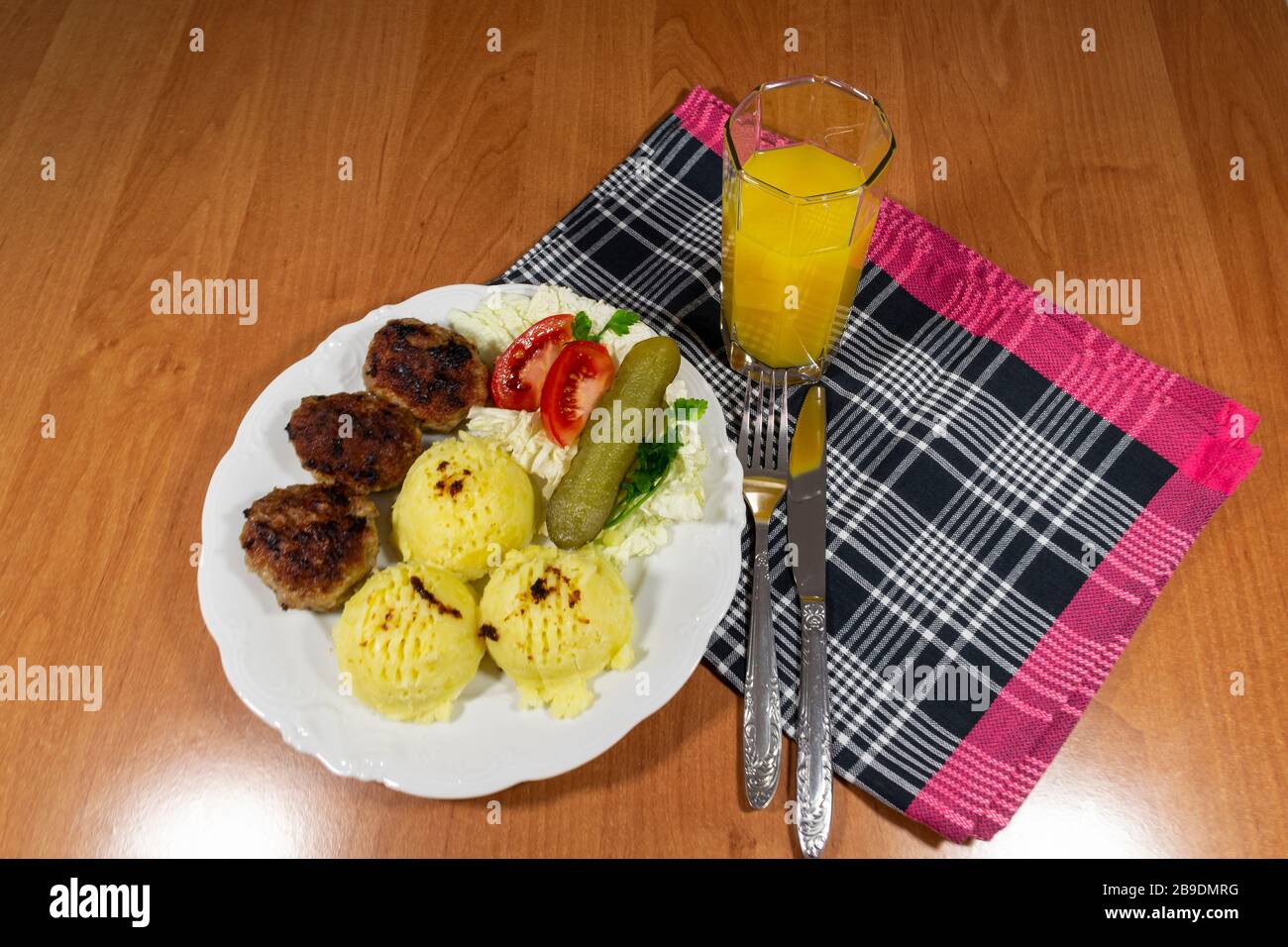 Mince cutlets as a main course for dinner. Stock Photo