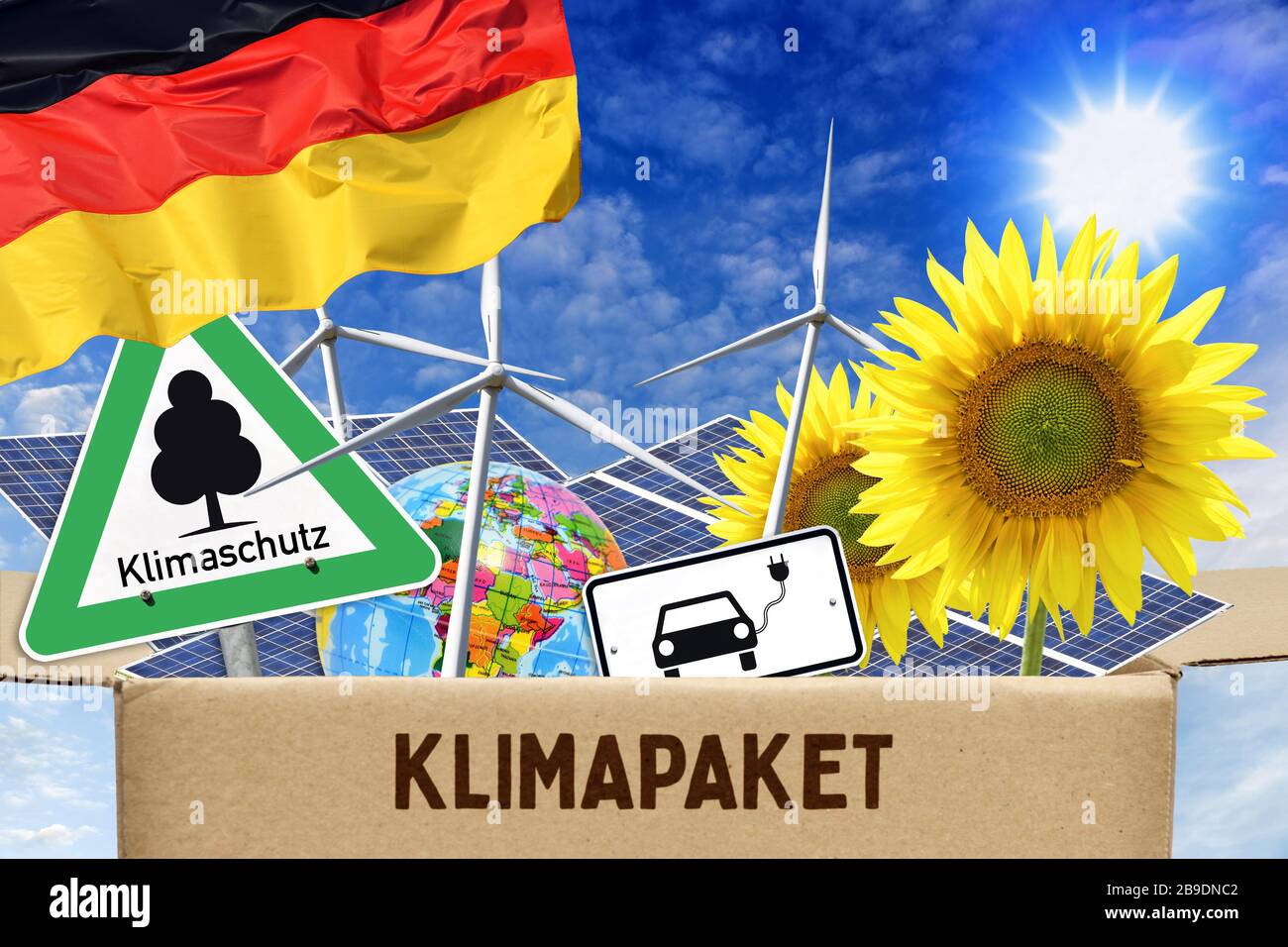 PHOTOMONTAGE, climate package, symbolic photo, FOTOMONTAGE, Klimapaket, Symbolfoto Stock Photo