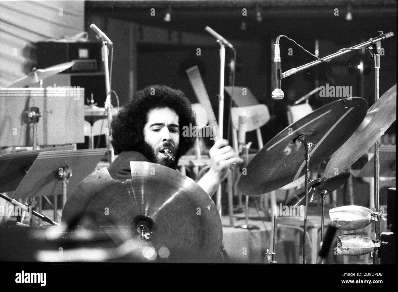 The drummer of the Finnish jazz pianist Heikki Sarmanto during a performance in Prague at the Jazz Festival in Oktoebr 1972. [automated translation] Stock Photo