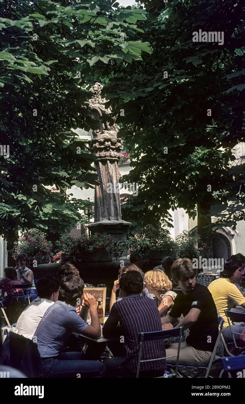 In the inner courtyard of the beer garden on a summer day [automated
