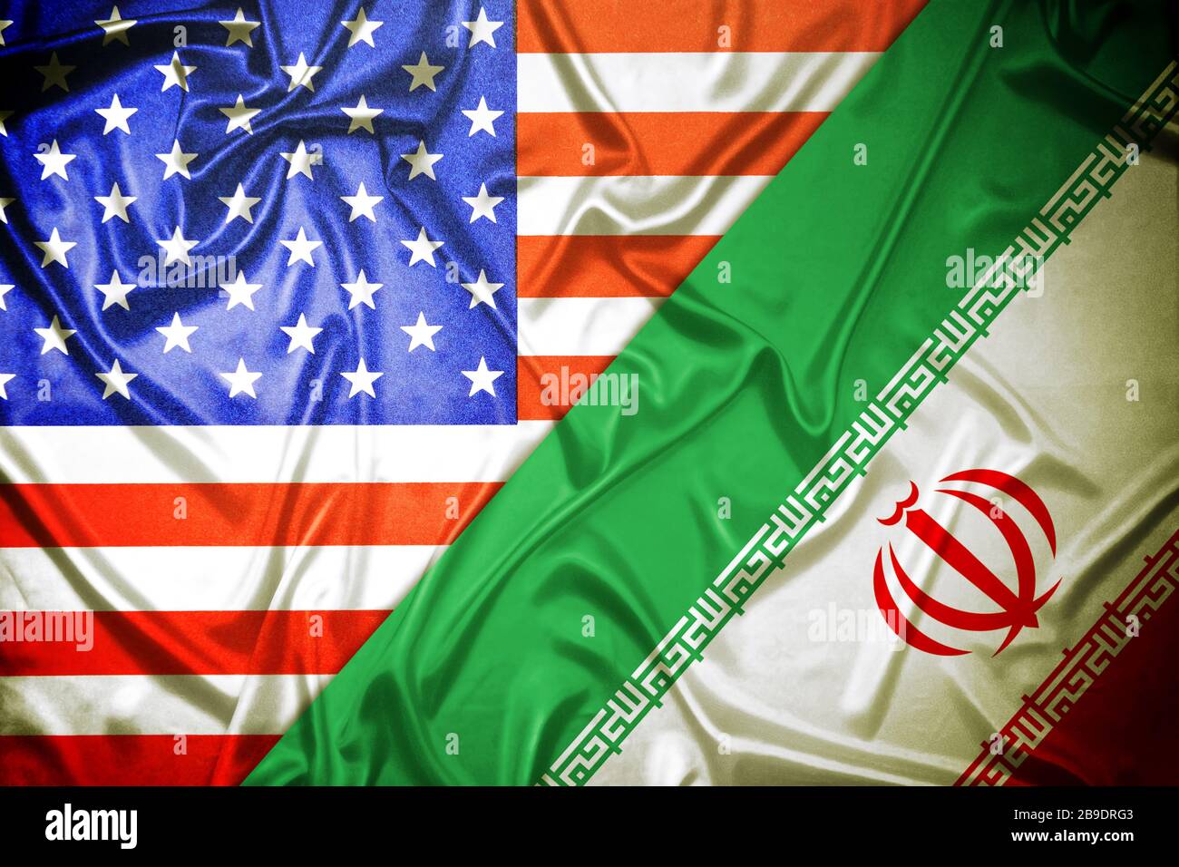 Flags of the USA and Iran, Iran conflict, Fahnen von USA und Iran, Iran