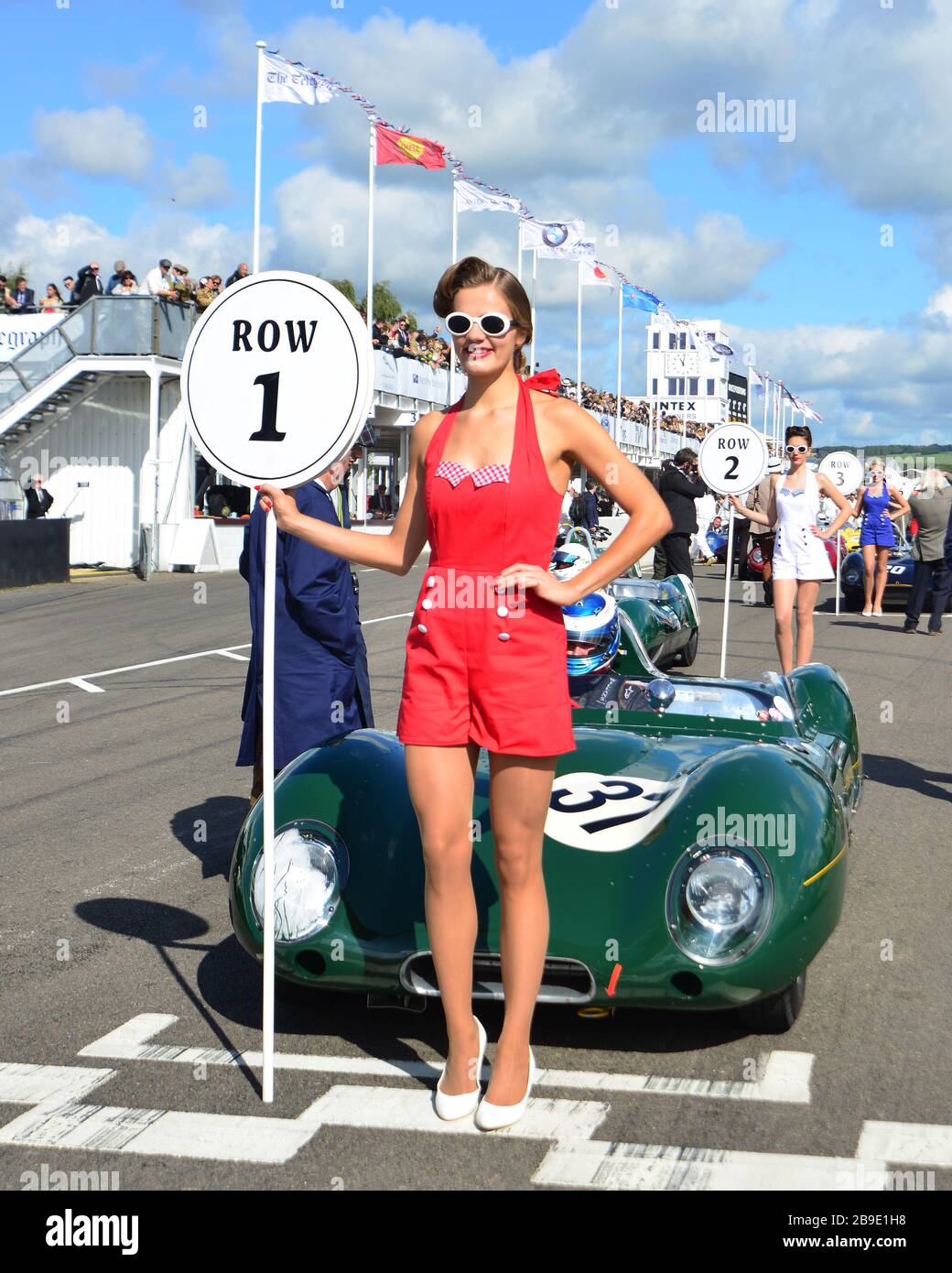 Grid girls, Goodwood Revival 2017, September 2017, automobiles, cars,  circuit racing, Classic, competition, England, entertainment, event,  Goodwood, G Stock Photo - Alamy