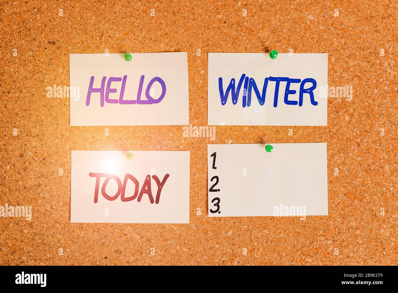 Handwriting text writing Hello Winter. Conceptual photo coldest season ...
