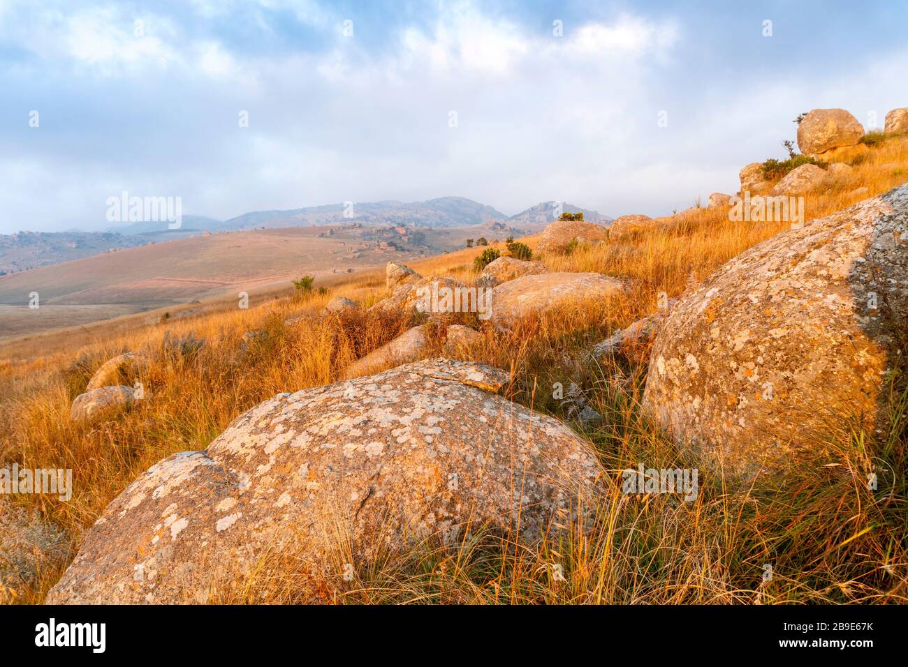 Rocky and dry landscape of Eswatini, next to Mbabane, Africa Stock Photo