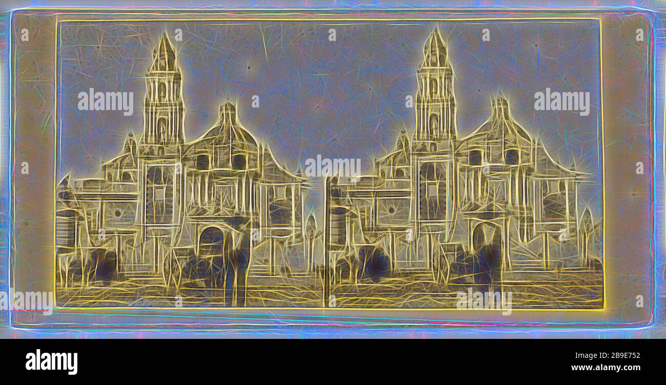Mexique (Amerique du Sud) Eglise St. Dominique, a Mexico, about 1870, Albumen silver print, Reimagined by Gibon, design of warm cheerful glowing of brightness and light rays radiance. Classic art reinvented with a modern twist. Photography inspired by futurism, embracing dynamic energy of modern technology, movement, speed and revolutionize culture. Stock Photo